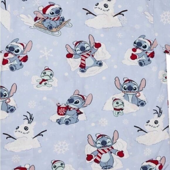 SALE Loungefly Disney Lilo and Stitch Holiday Snow Angel Unisex Camp Shirt NWT - Picture 3 of 9